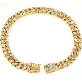 New Diamond Golden Dog Collar (Option: Gold-28inch 70cm)