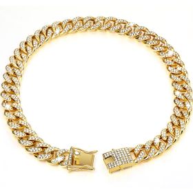 Diamond Hip Hop Dog Collar Necklace (Option: Gold-12inch 30cm)